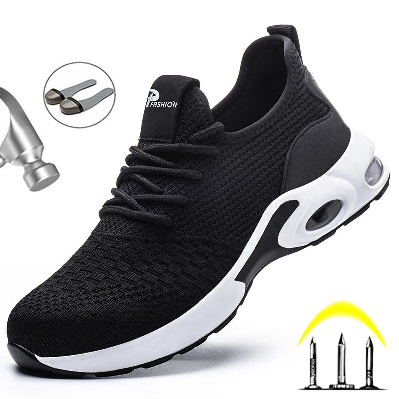 Breathable Men Work Safety Boots Steel Toe Shoes Male Anti-puncture Safety Shoes Indestructible Work Sneakers Security Footwear