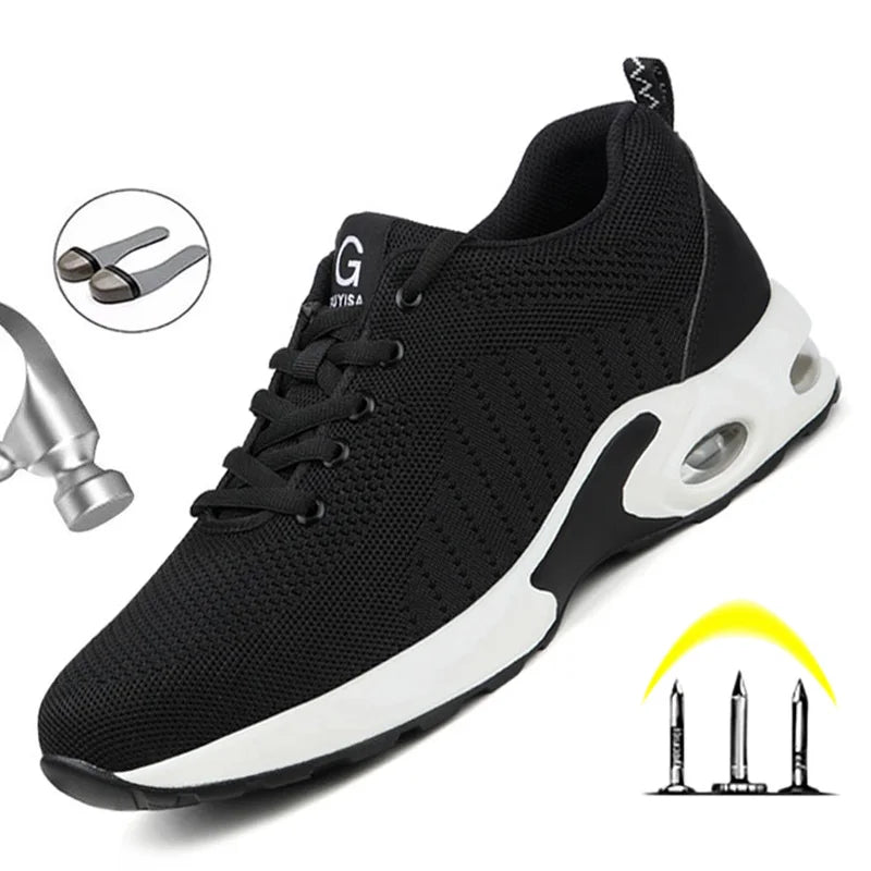 Breathable Men Work Safety Boots Steel Toe Shoes Male Anti-puncture Safety Shoes Indestructible Work Sneakers Security Footwear