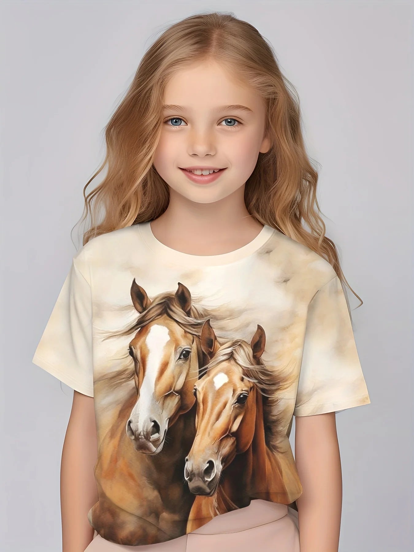 Children Clothing Girls Enchanting 3d Fairy Print Short Sleeve T Shirt Tops Comfortable Crew Neck Casual Tees Kids Girl Clothes
