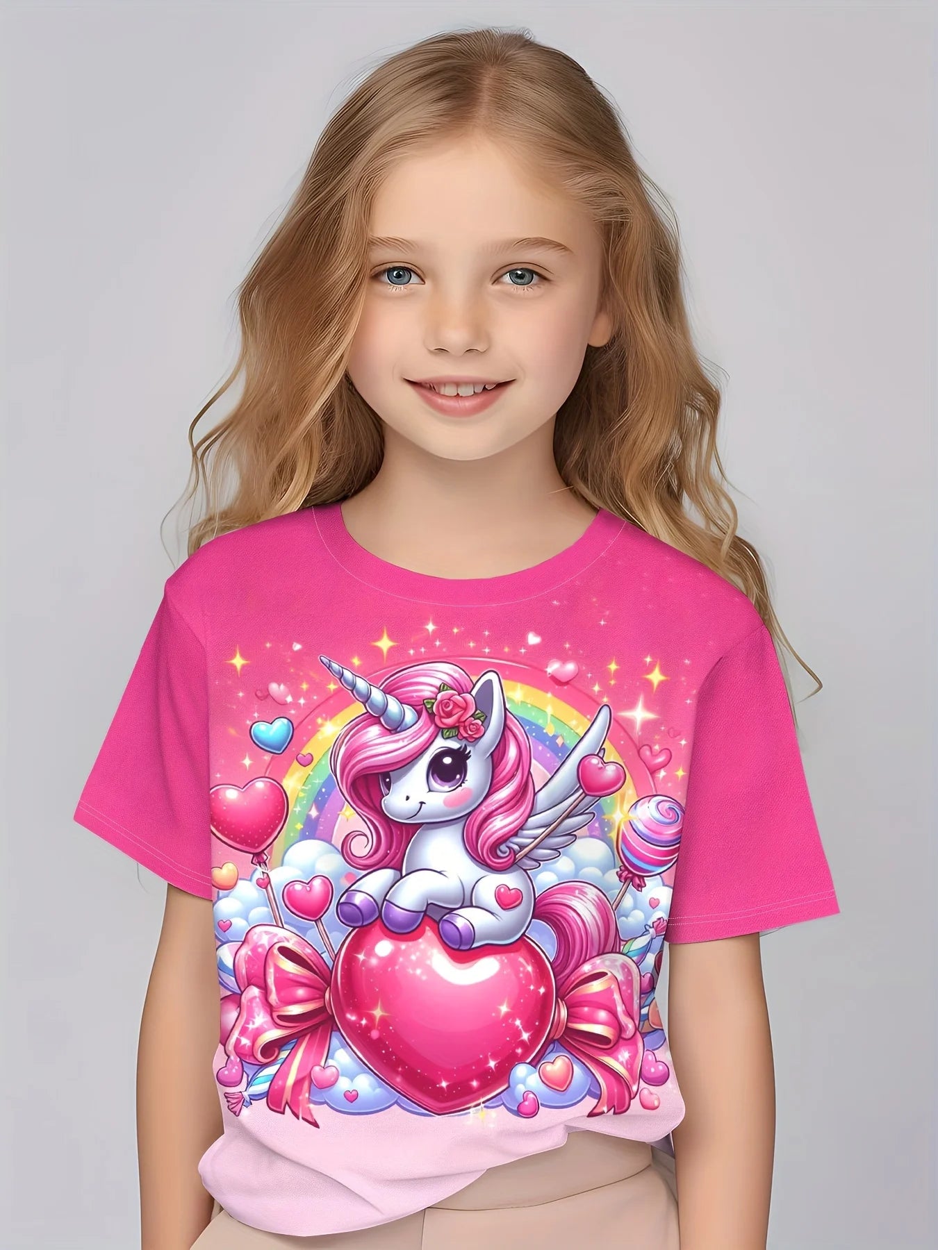 Children Clothing Girls Enchanting 3d Fairy Print Short Sleeve T Shirt Tops Comfortable Crew Neck Casual Tees Kids Girl Clothes