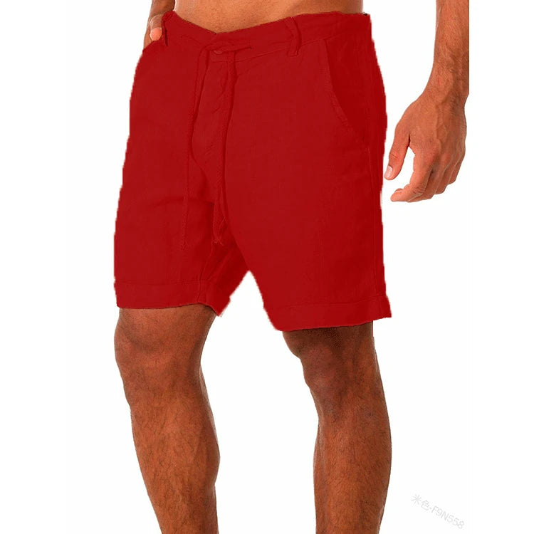 Men’s Casual Cotton Linen Shorts – Summer Loose Fit with Drawstring