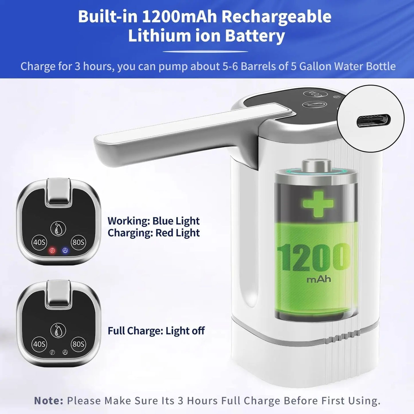 Automatic Water Bottle Pump – Portable 5-Gallon Dispenser