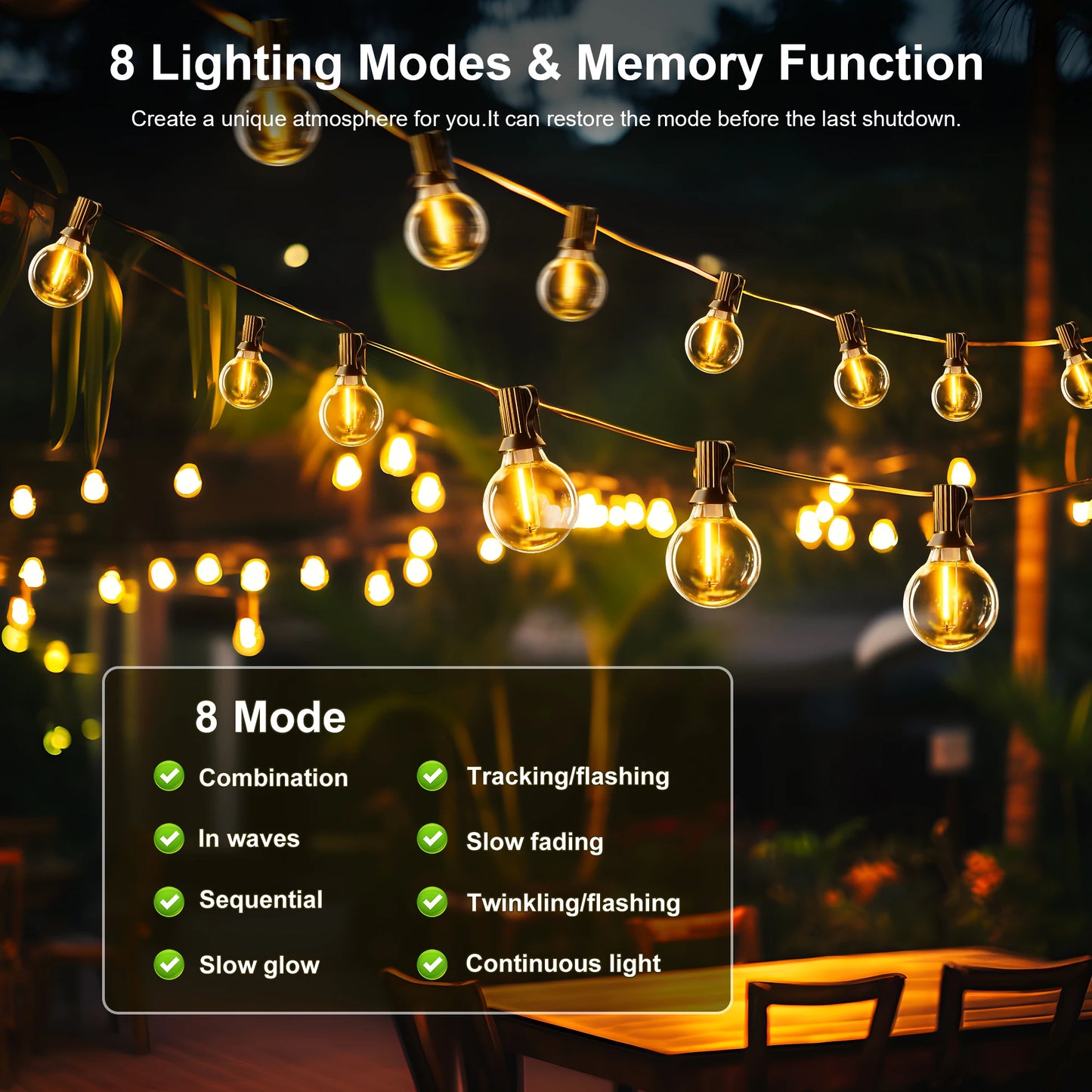 Solar String Lights G40 – 12 meters 31 bulbs