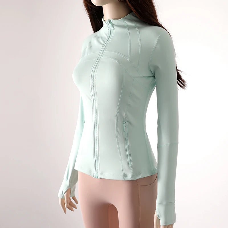 Yoga jacket Spring and fall yoga jacket running fitness standing collar tight yoga exercise jacket