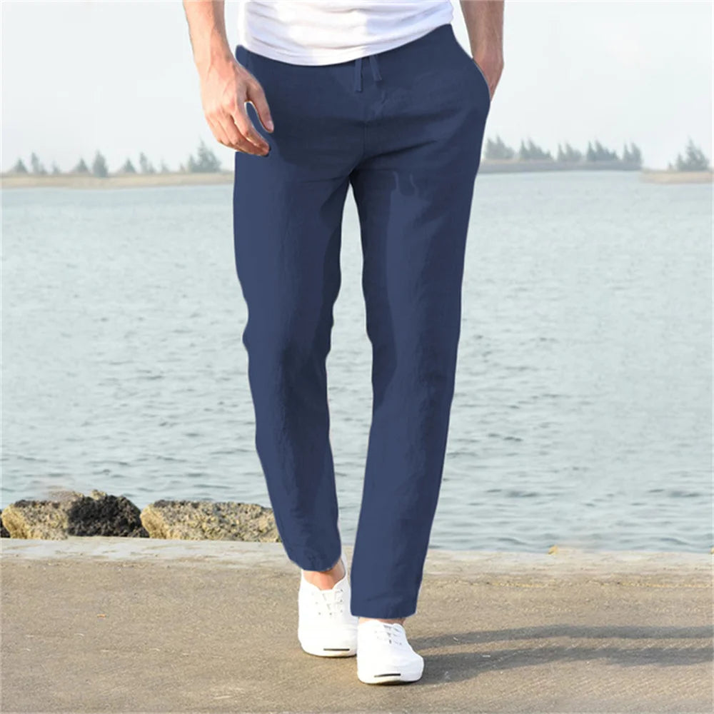 Men’s Cotton Linen Pants – Breathable Autumn Trousers for Casual & Streetwear