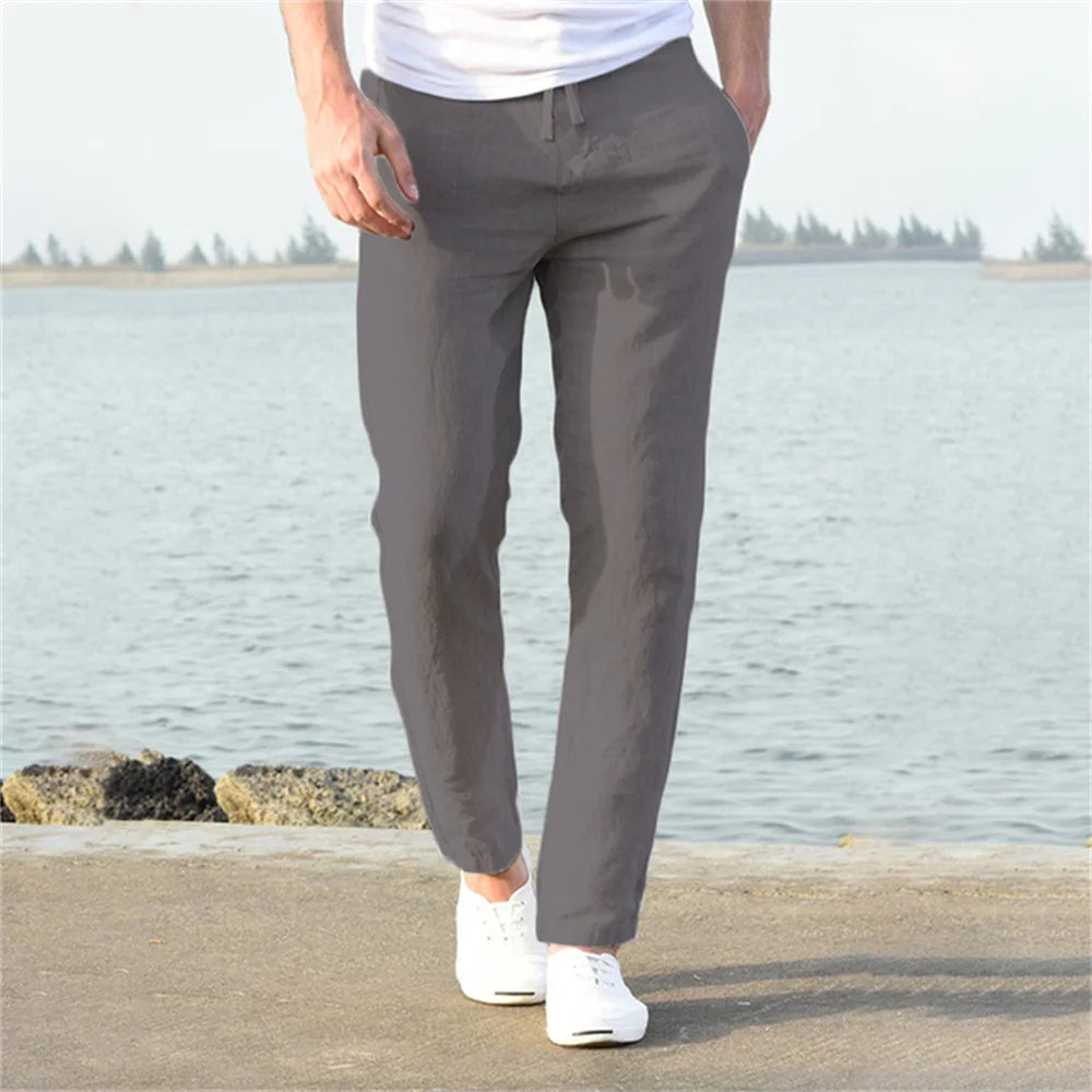 Men’s Cotton Linen Pants – Breathable Autumn Trousers for Casual & Streetwear
