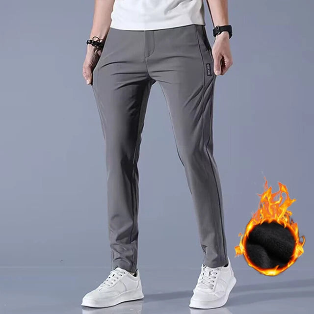 Men’s Winter Fleece Pants – Thick Business Casual Joggers with Stretch Waist