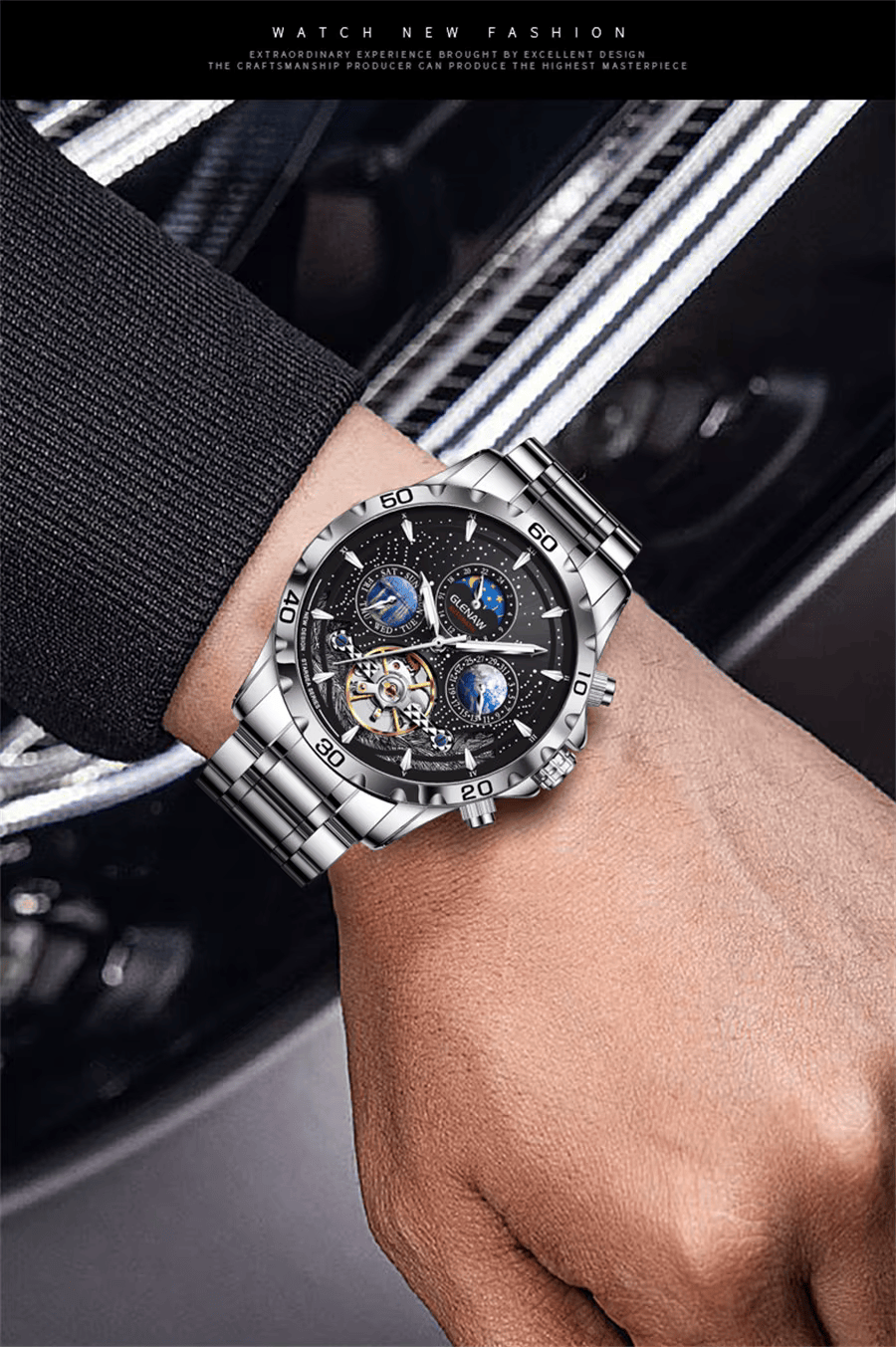 GLENAW Luxury Automatic Watch – Waterproof & Business Style