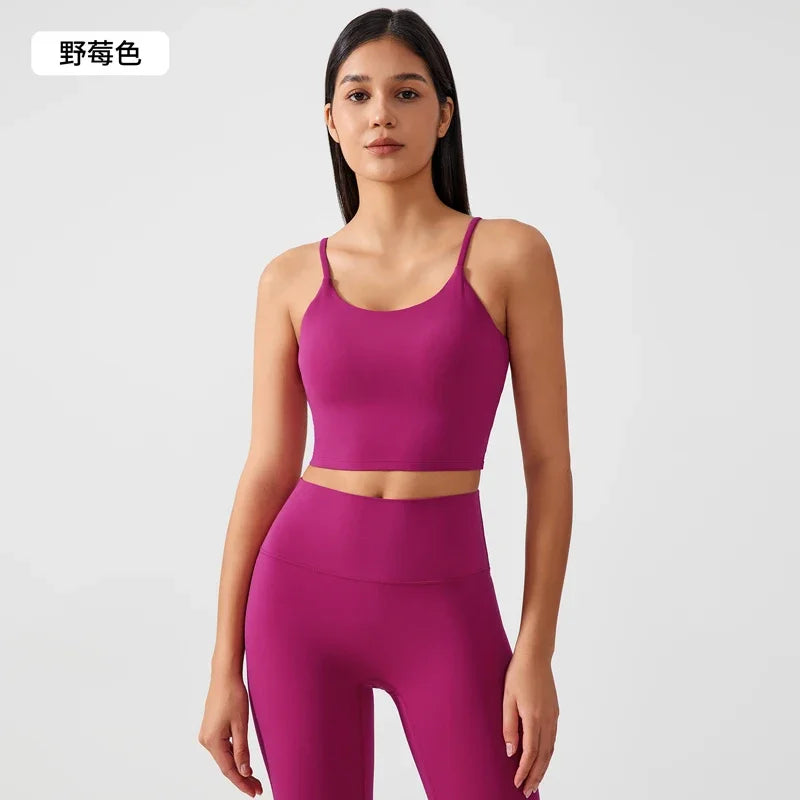 Women’s Sports Tank – Push-Up Bra, Crisscross Back