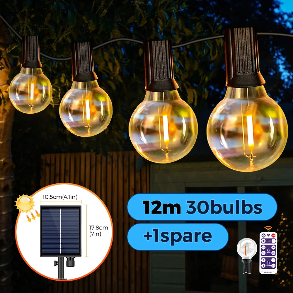 Solar String Lights G40 – 12 meters 31 bulbs