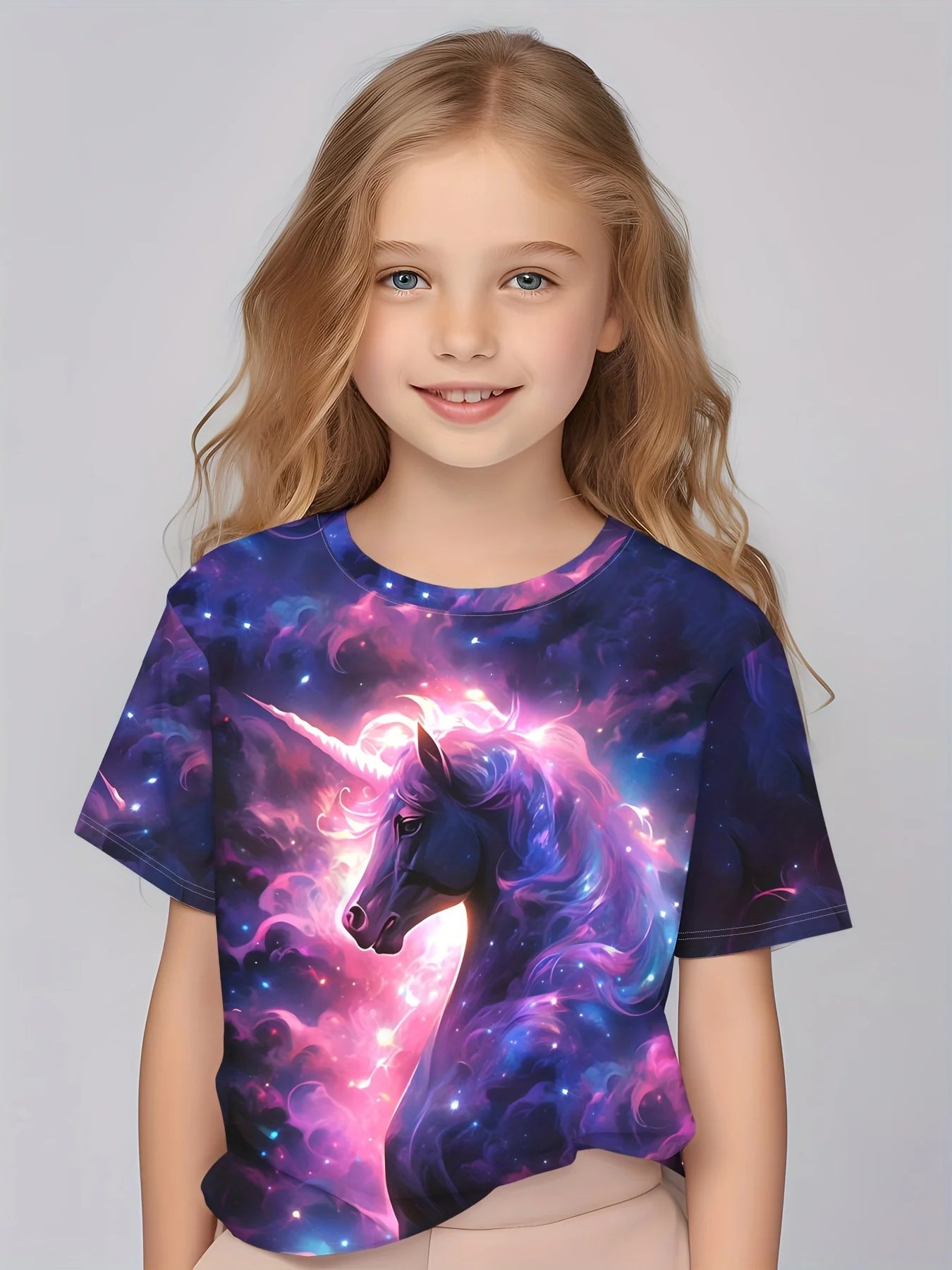 Children Clothing Girls Enchanting 3d Fairy Print Short Sleeve T Shirt Tops Comfortable Crew Neck Casual Tees Kids Girl Clothes