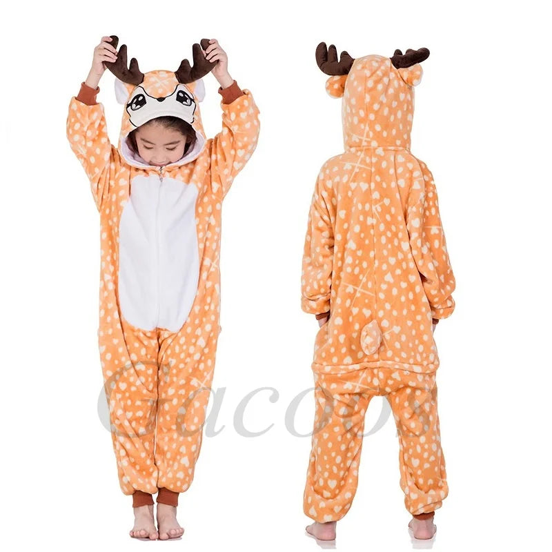 Children Pyjamas Unicorn Onesies Pajamas Animal Kigurumi Wolf Costumes Halloween Cartoon Anime Cosplay Clothes for Kids Jumpsuit