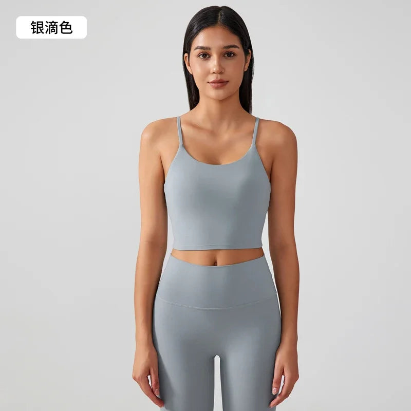 Women’s Sports Tank – Push-Up Bra, Crisscross Back