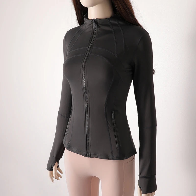 Yoga jacket Spring and fall yoga jacket running fitness standing collar tight yoga exercise jacket