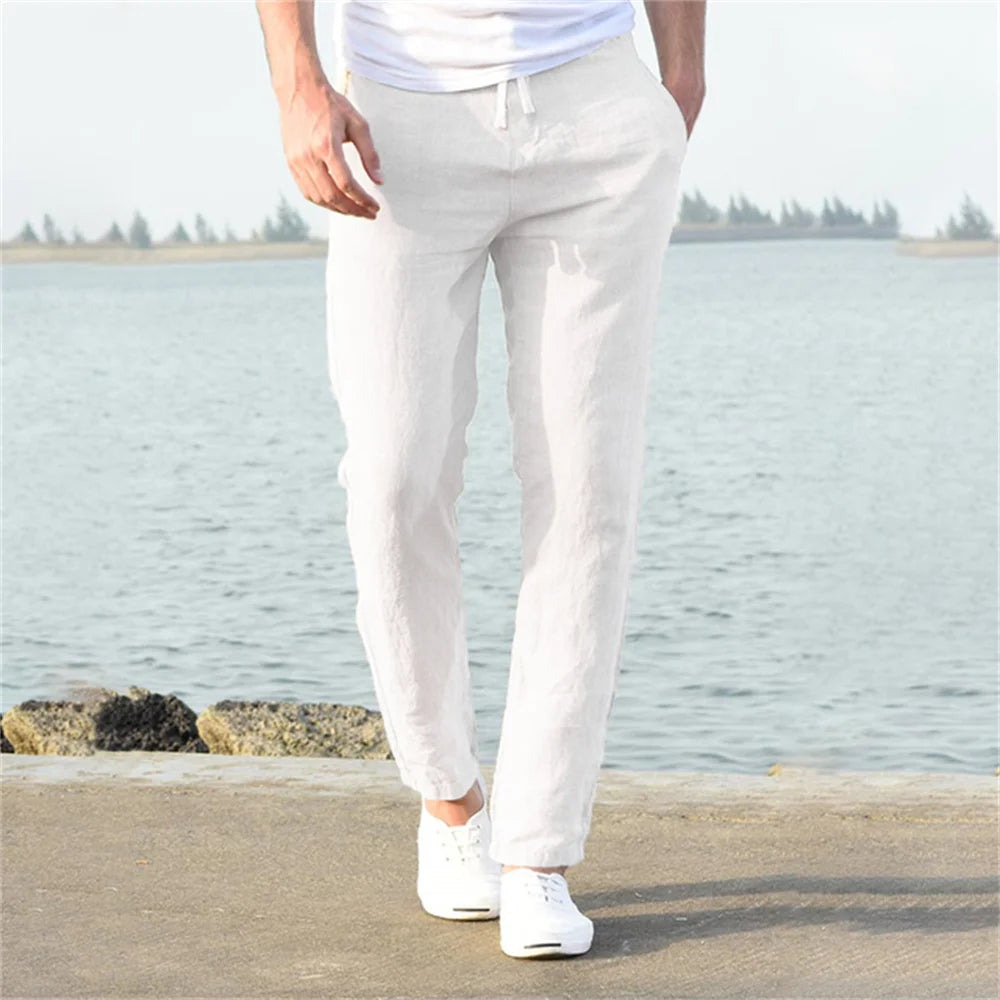 Men’s Cotton Linen Pants – Breathable Autumn Trousers for Casual & Streetwear