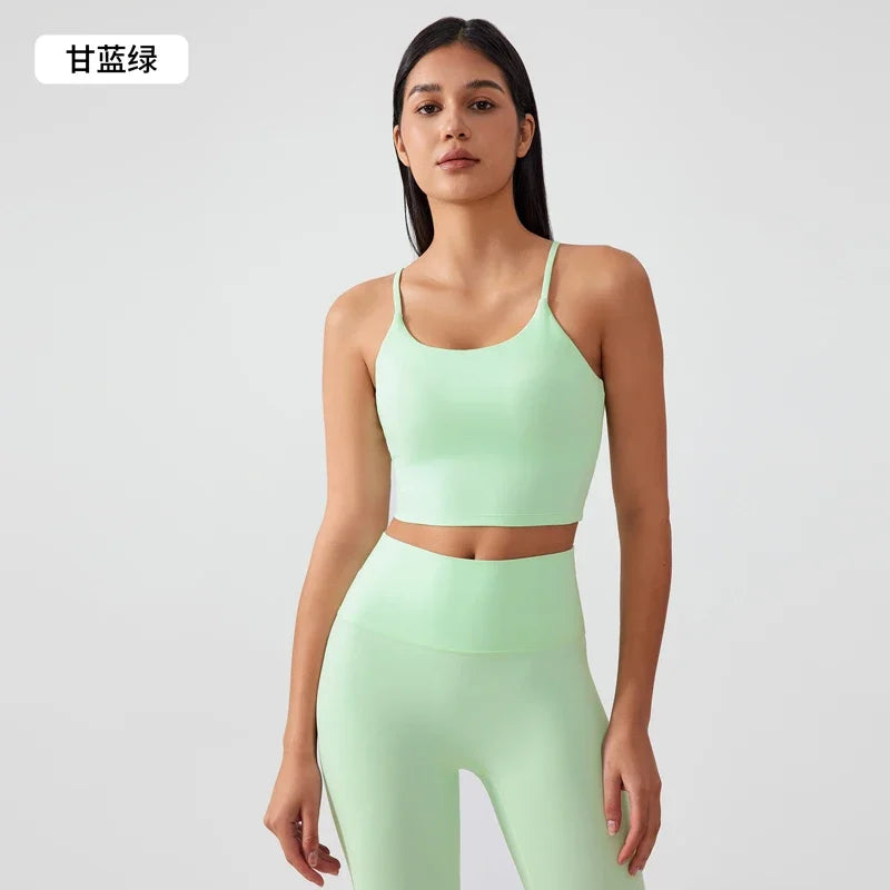 Women’s Sports Tank – Push-Up Bra, Crisscross Back