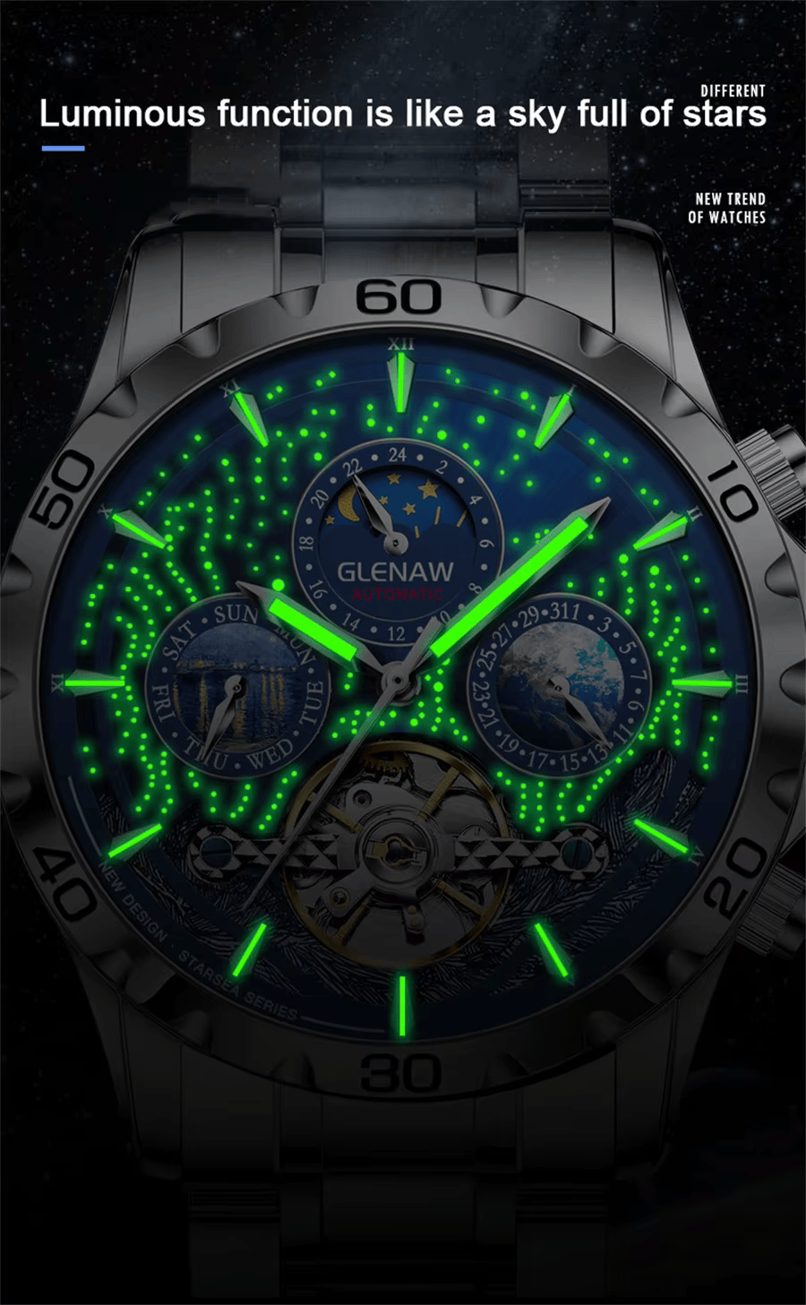 GLENAW Luxury Automatic Watch – Waterproof & Business Style