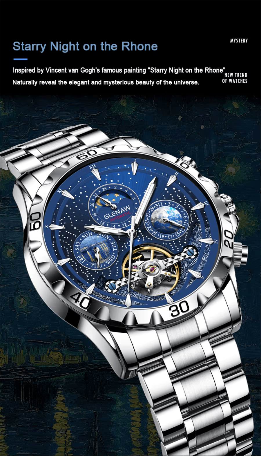 GLENAW Luxury Automatic Watch – Waterproof & Business Style