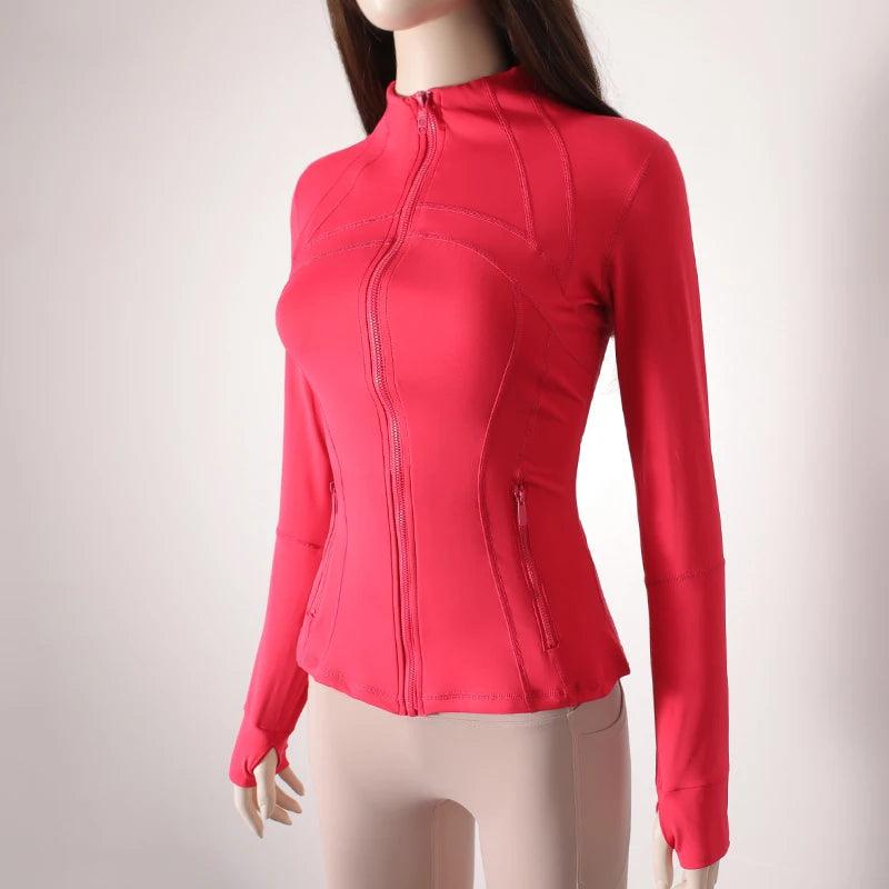 Yoga jacket Spring and fall yoga jacket running fitness standing collar tight yoga exercise jacket