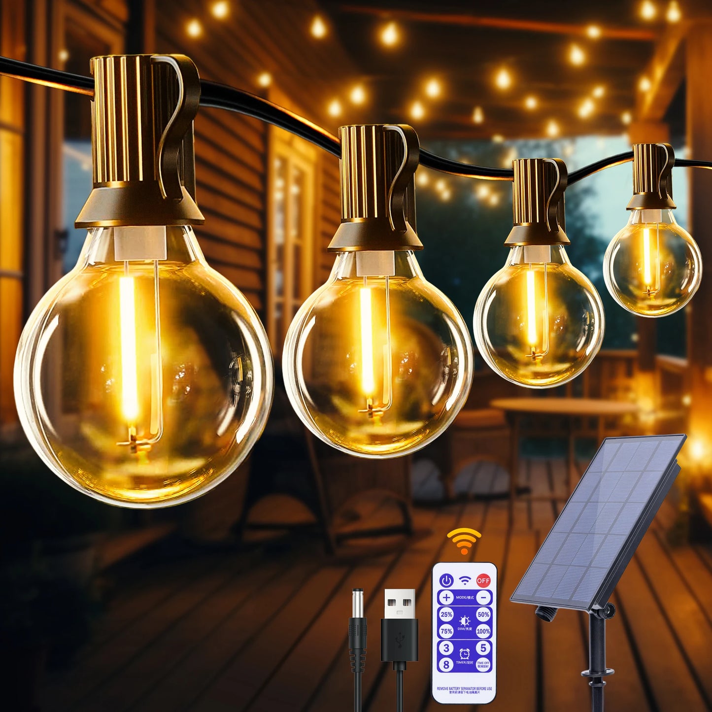 Solar String Lights G40 – 12 meters 31 bulbs