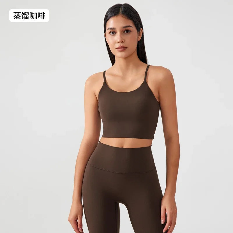 Women’s Sports Tank – Push-Up Bra, Crisscross Back