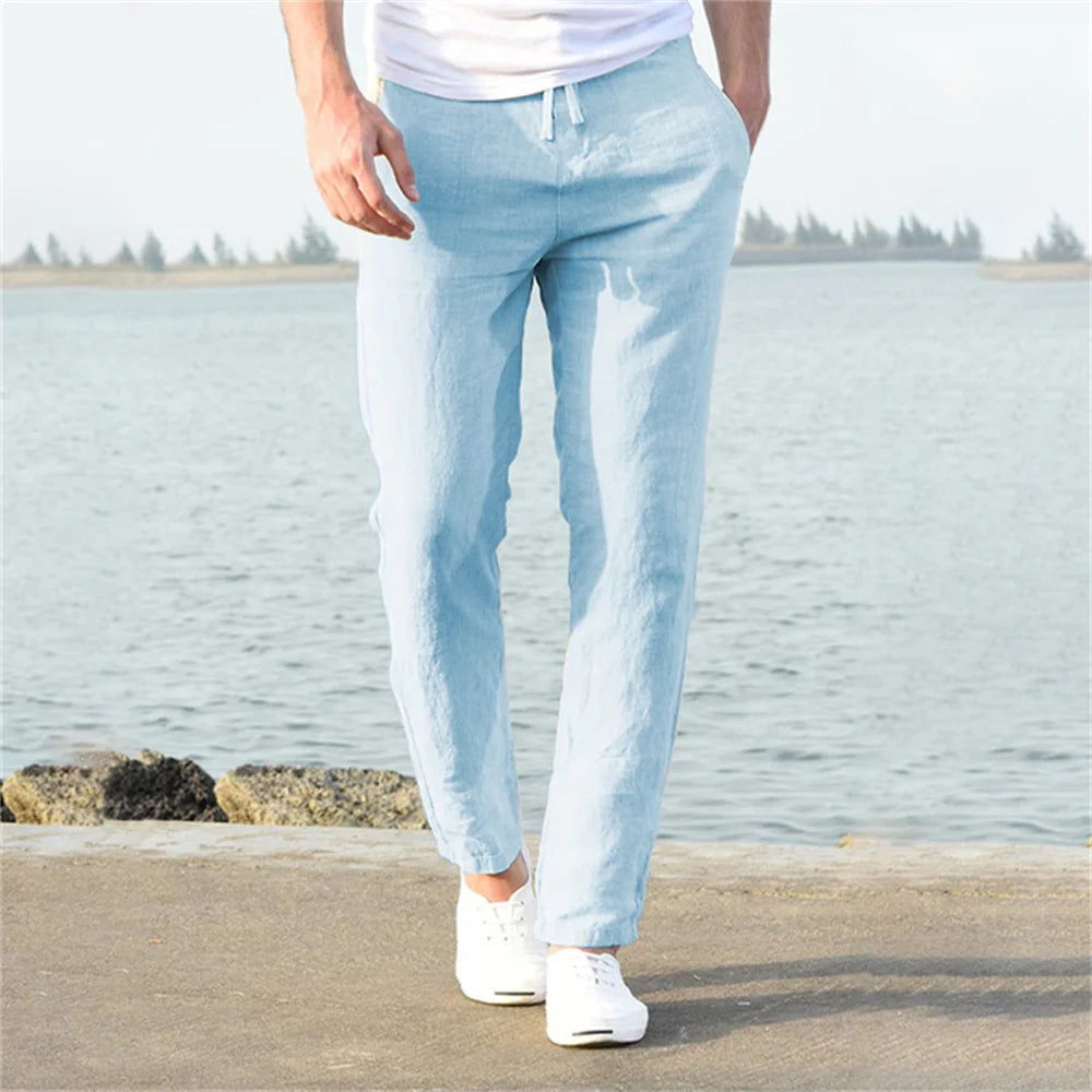Men’s Cotton Linen Pants – Breathable Autumn Trousers for Casual & Streetwear