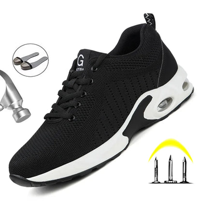 Breathable Men Work Safety Boots Steel Toe Shoes Male Anti-puncture Safety Shoes Indestructible Work Sneakers Security Footwear