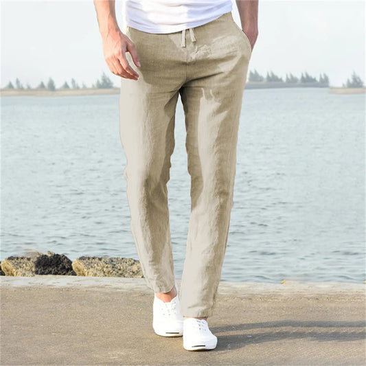 Men’s Cotton Linen Pants – Breathable Autumn Trousers for Casual & Streetwear