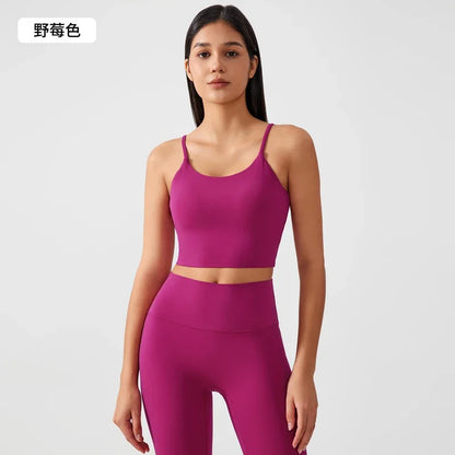 Women’s Sports Tank – Push-Up Bra, Crisscross Back