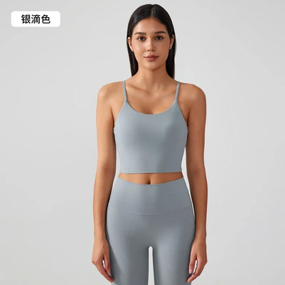 Women’s Sports Tank – Push-Up Bra, Crisscross Back