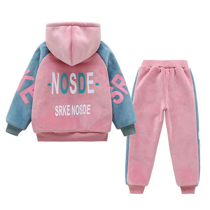 2025 Autumn winter girls tracksuit Toddler Teenager Clothes letter velvet jacket hoodie + Pant Children Kids 8 10 12 year spring